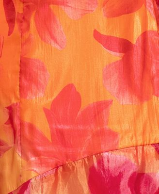 Plus Size Floral-Print Chiffon High-Low Dress