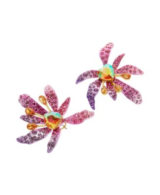 Серьги-пуговицы Betsey Johnson из искусственного камня Garden Glam с ирисом на пуговицах