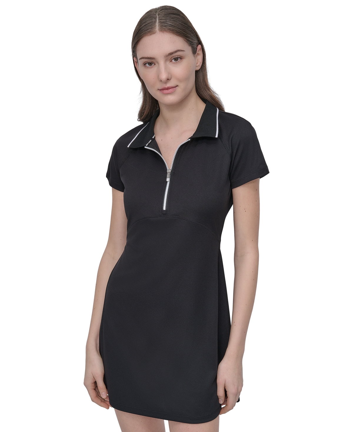 Sport Women's Court Pique Knit Polo Dress - Black/white