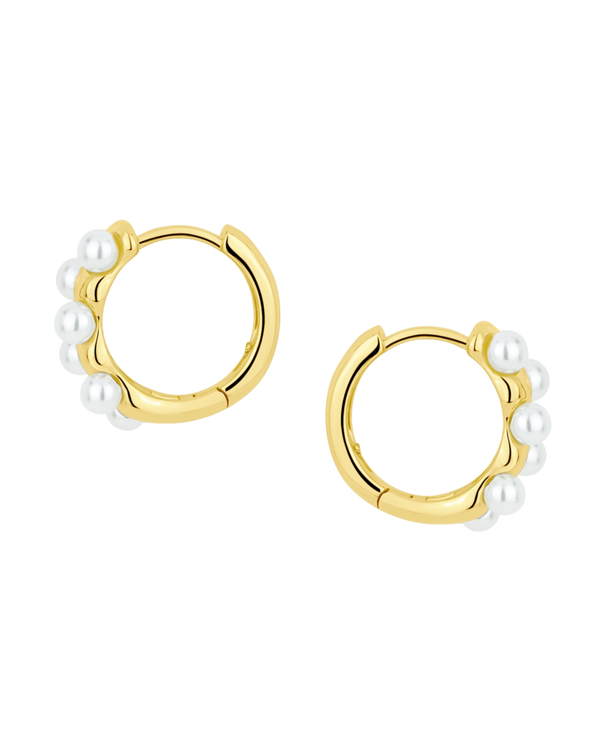 And Now This Simulated Cultivated Pearl Hinged Hoop Earrings In Gold