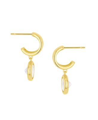 Cubic Zirconia Drop Post Hoop Earring