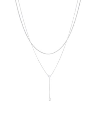 Cubic Zirconia Double Layer Y Necklace