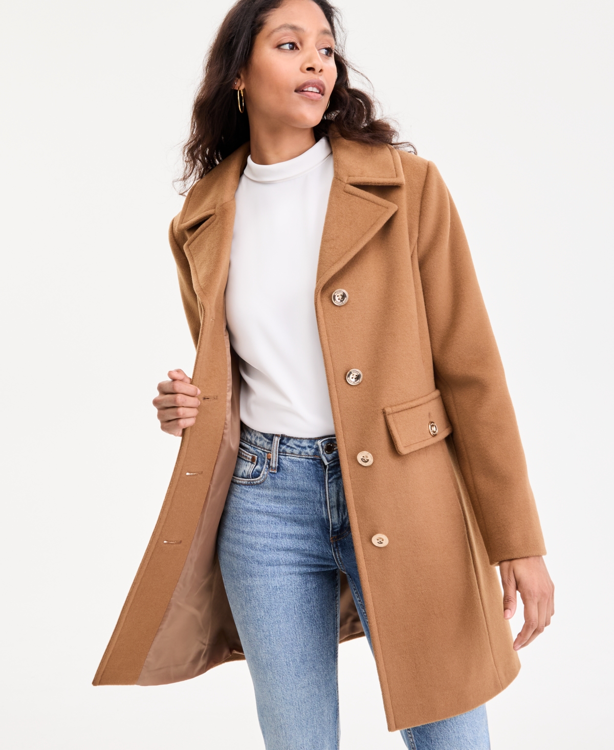 Michael Kors Michael  Women's Collared Button-front Coat, Exclusively At Macy's In Green