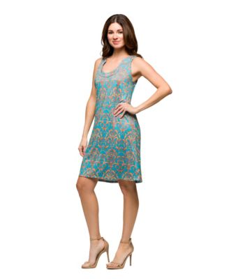 Women's Teal Sleeveless Knee Length Shift Dress