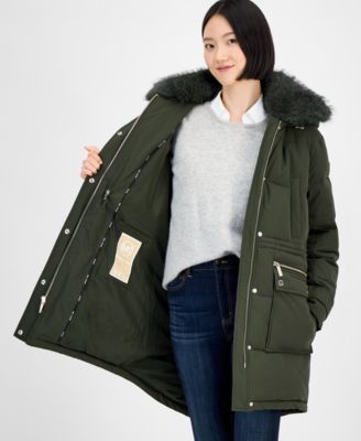 Women's Faux-Fur-Trim Hooded Puffer Coat
