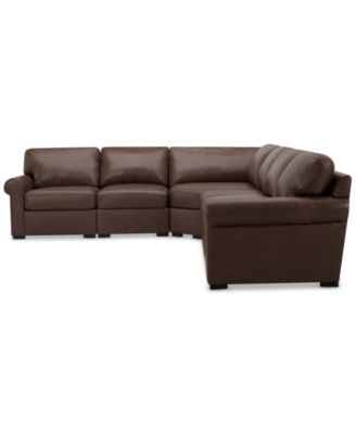 Radley Roll Arm 152" 5-Pc. Leather Wedge Corner L Sectional