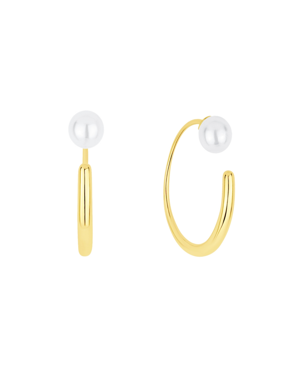 And Now This Simulated Cultivated Pearl Front Back Hoop Earrings In Gold