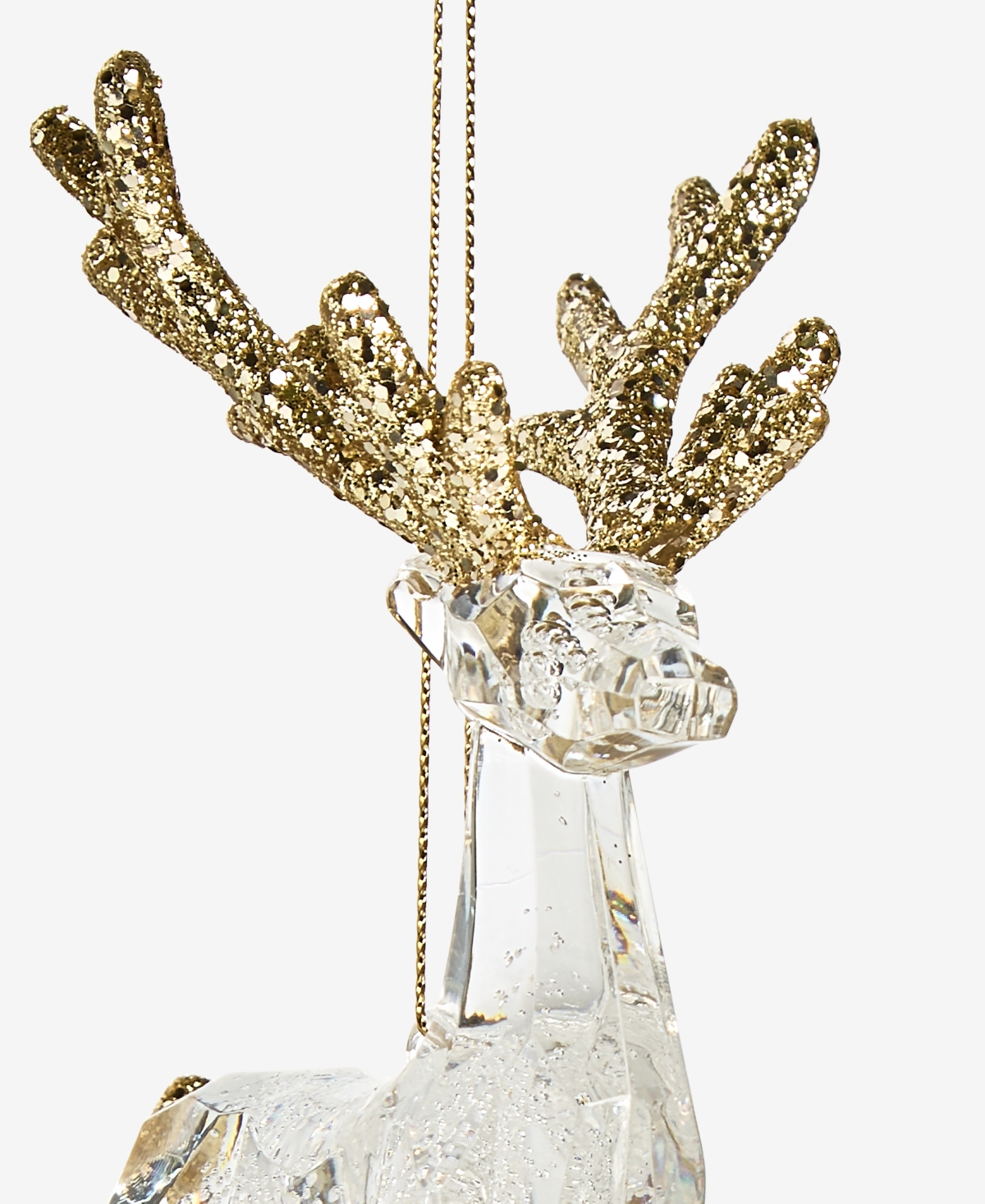 Holiday Lane Iced Delight Clear And Gold Deer Ornament, Macy's Exclusive In Transparent