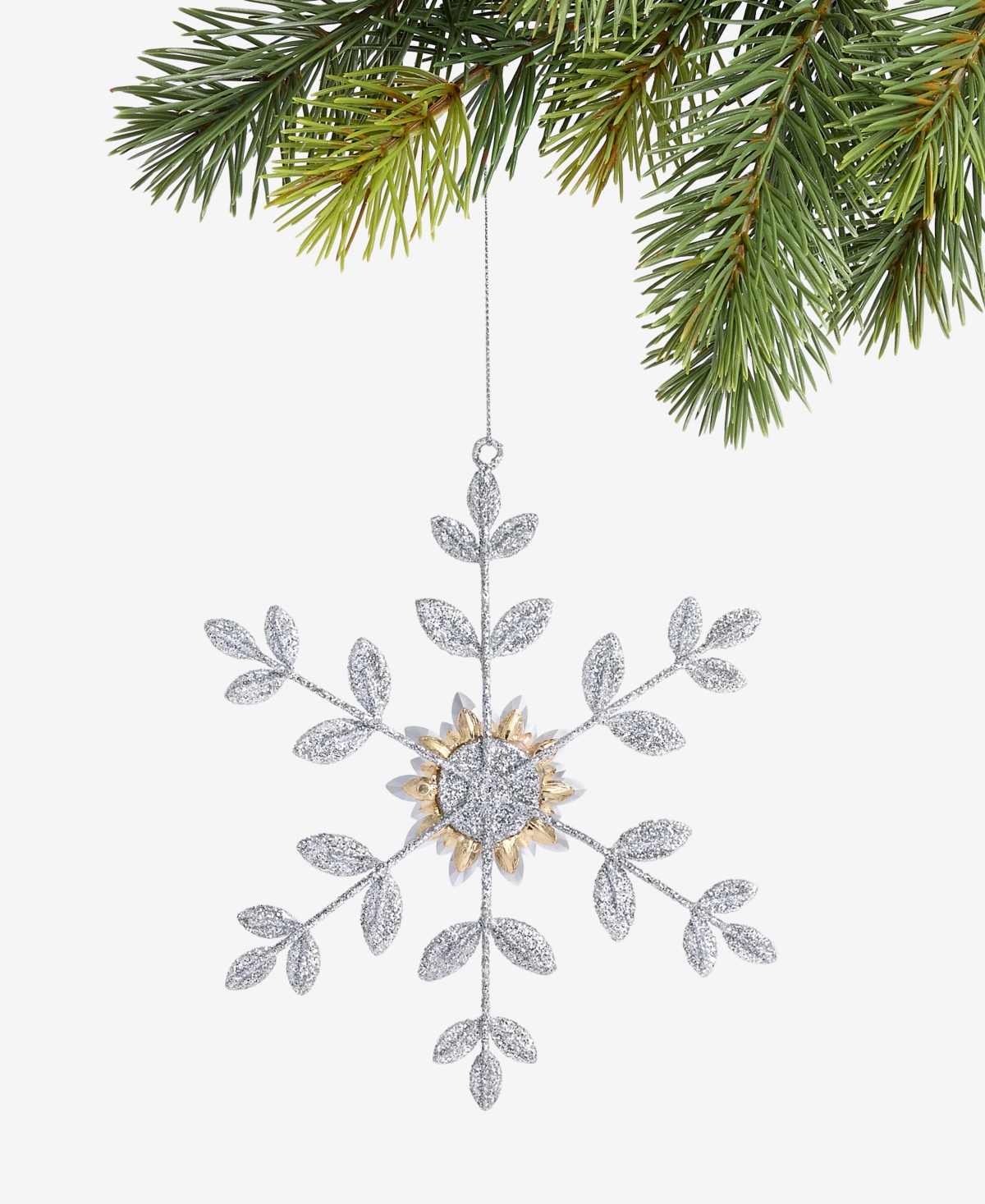 Holiday Lane Jeweled Classics Gold And Gem Snowflake Ornament, Macy's Exclusive In Transparent