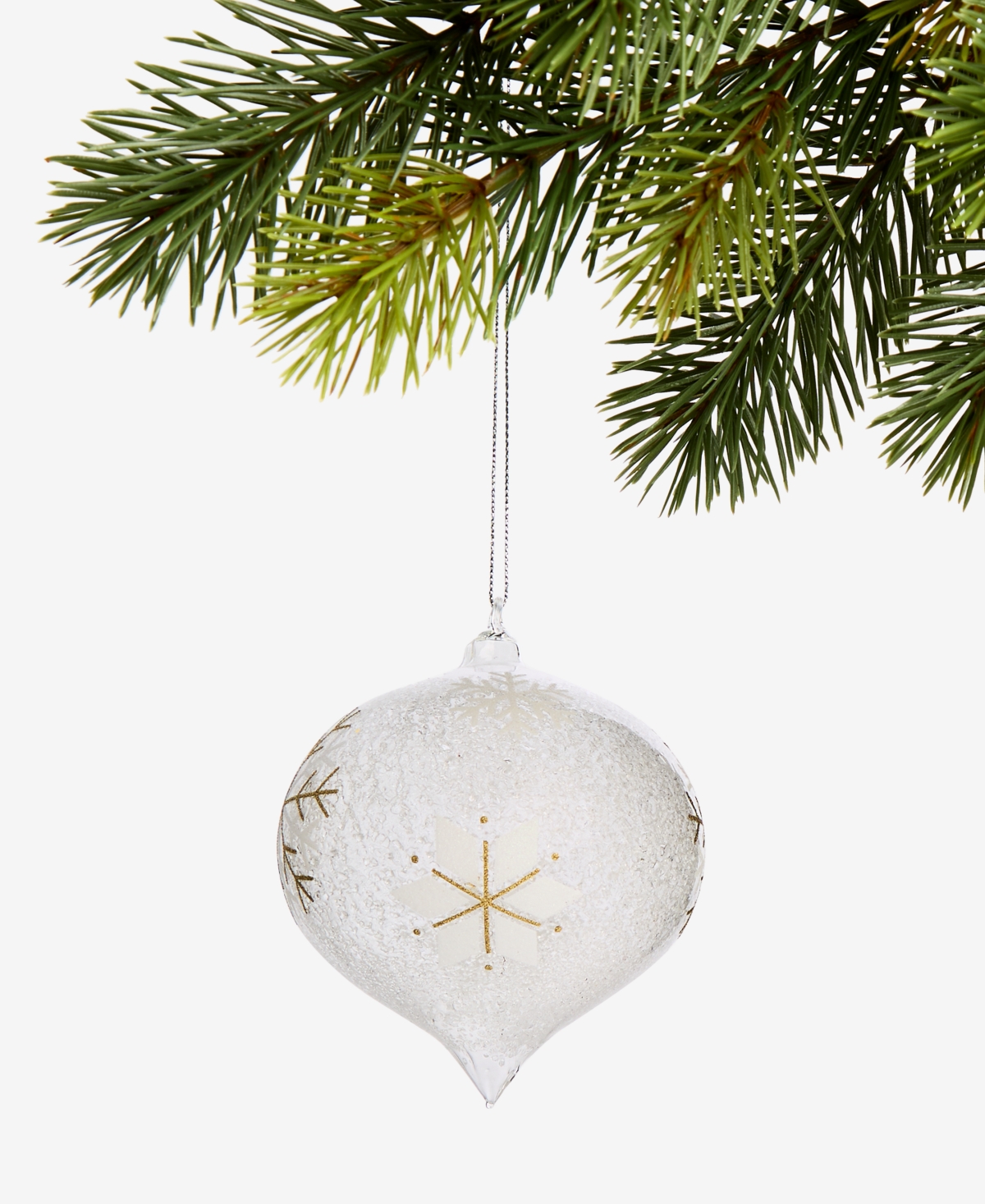 Holiday Lane Iced Delight Glass Snowflake Onion Ornament, Macy's Exclusive In Transparent