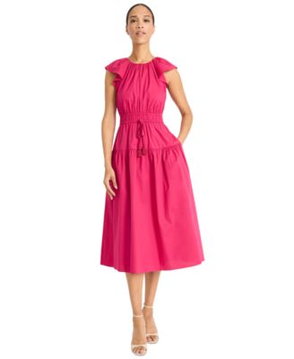 Maggy London - Women's Round-Neck Tie-Waist Midi Dress