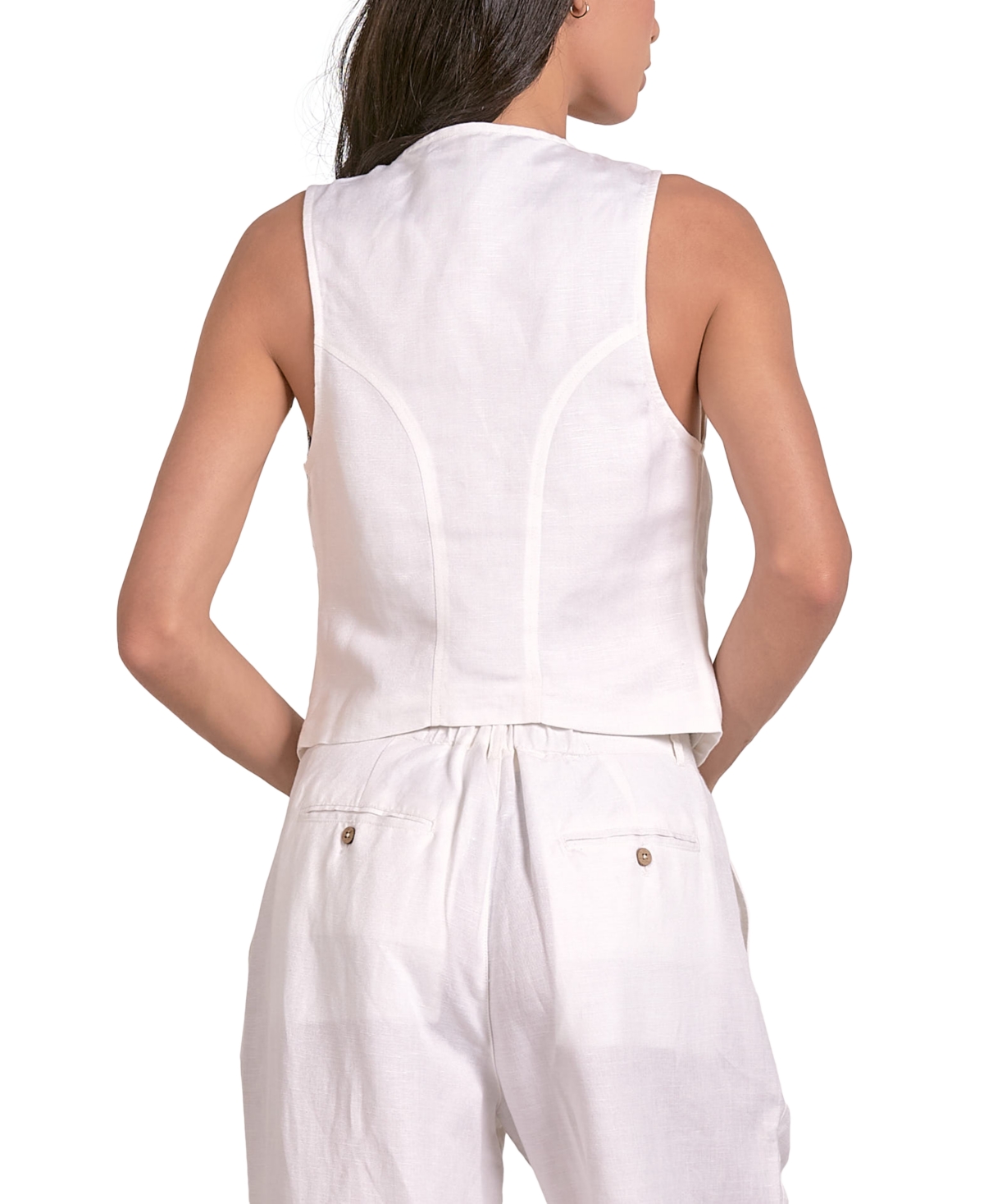 ELAN WOMEN'S SLEEVELESS BUTTON-FRONT HALTER VEST 