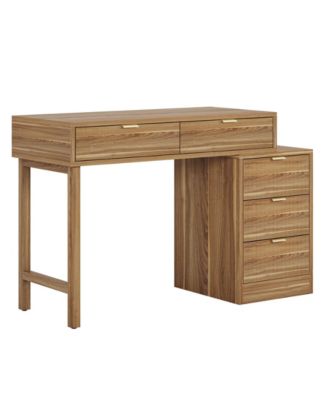 Computer Desk with 5 Drawers,Modern Wooden Study Table Office Workstation for Home Office, Small Spaces