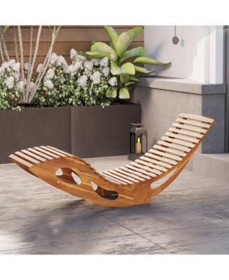 Acacia Wood Patio Rocking Sun Lounger with Ergonomic Curved Seat