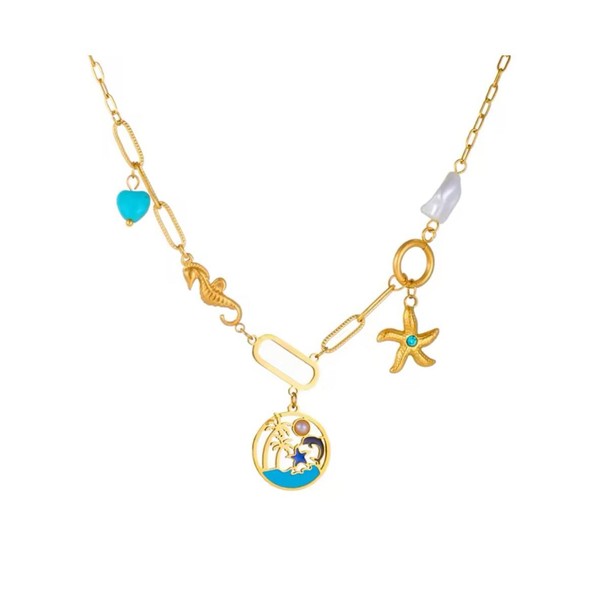 Seaside Charm Turquoise Necklace - Gold