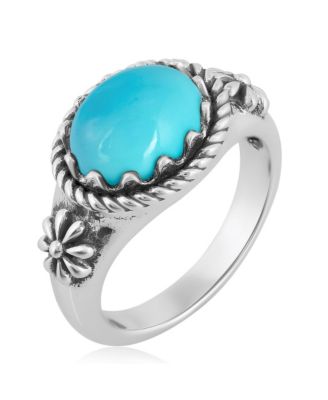 Sterling Silver Sleeping Beauty Turquoise East West Ring, Size