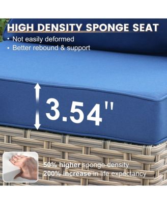 10 Piece Outdoor Rattan Patio Set with Swivel Rocker Chairs, Modular Sectional & Solar Coffee Table