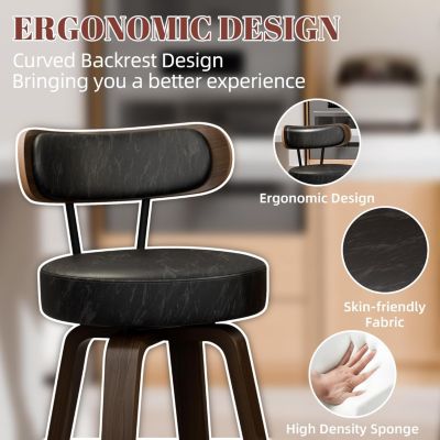 24 inches Bar Stools Set of 3, Modern Counter Height Bar Stools with Wood Back, Boucle Fabric Upholstered Barstools for Home, Cafe