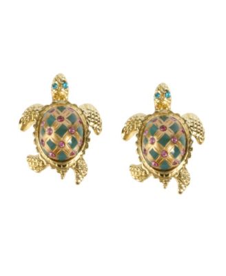 Серьги-гвоздики с черепахой из искусственного камня Бетси Джонсон