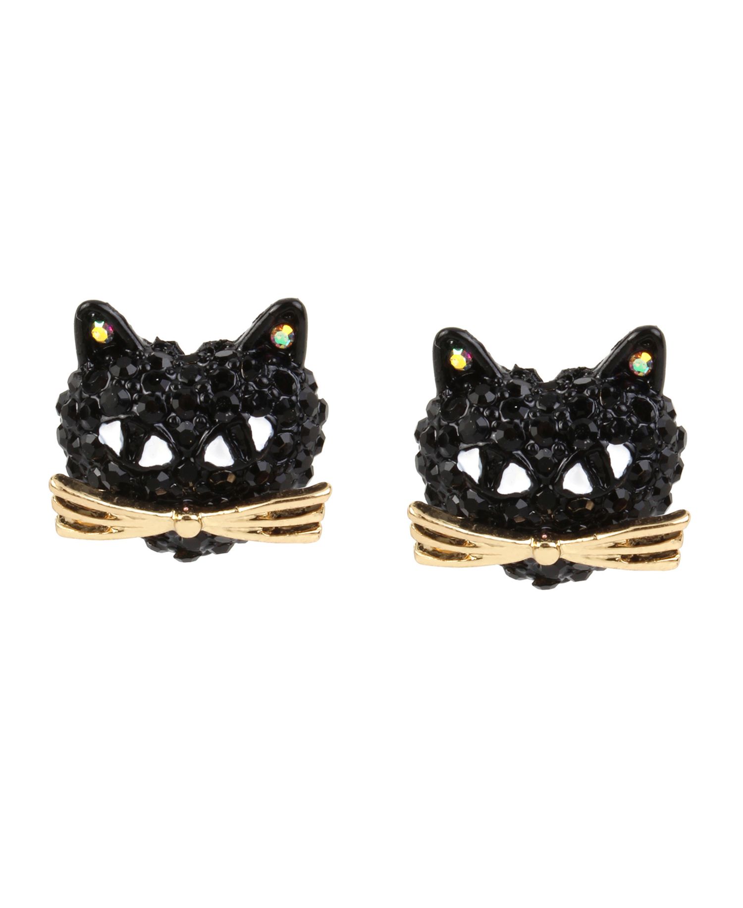 Faux Stone Pave Cat Stud Earrings