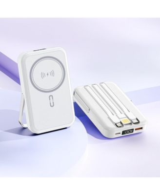 10000mAh Magnetic Power Bank w/ Stand- 3 Cables & Wireless Charging