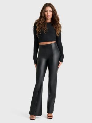 Women's Faux Leather High-Rise Sculpting Super Flares