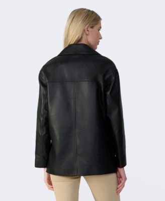 Women's Relaxed Leather Jacket, Created for Macy's