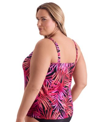 Women's Sunset Ombre V-Neck Handkerchief Hem Tankini Swimsuit Top
