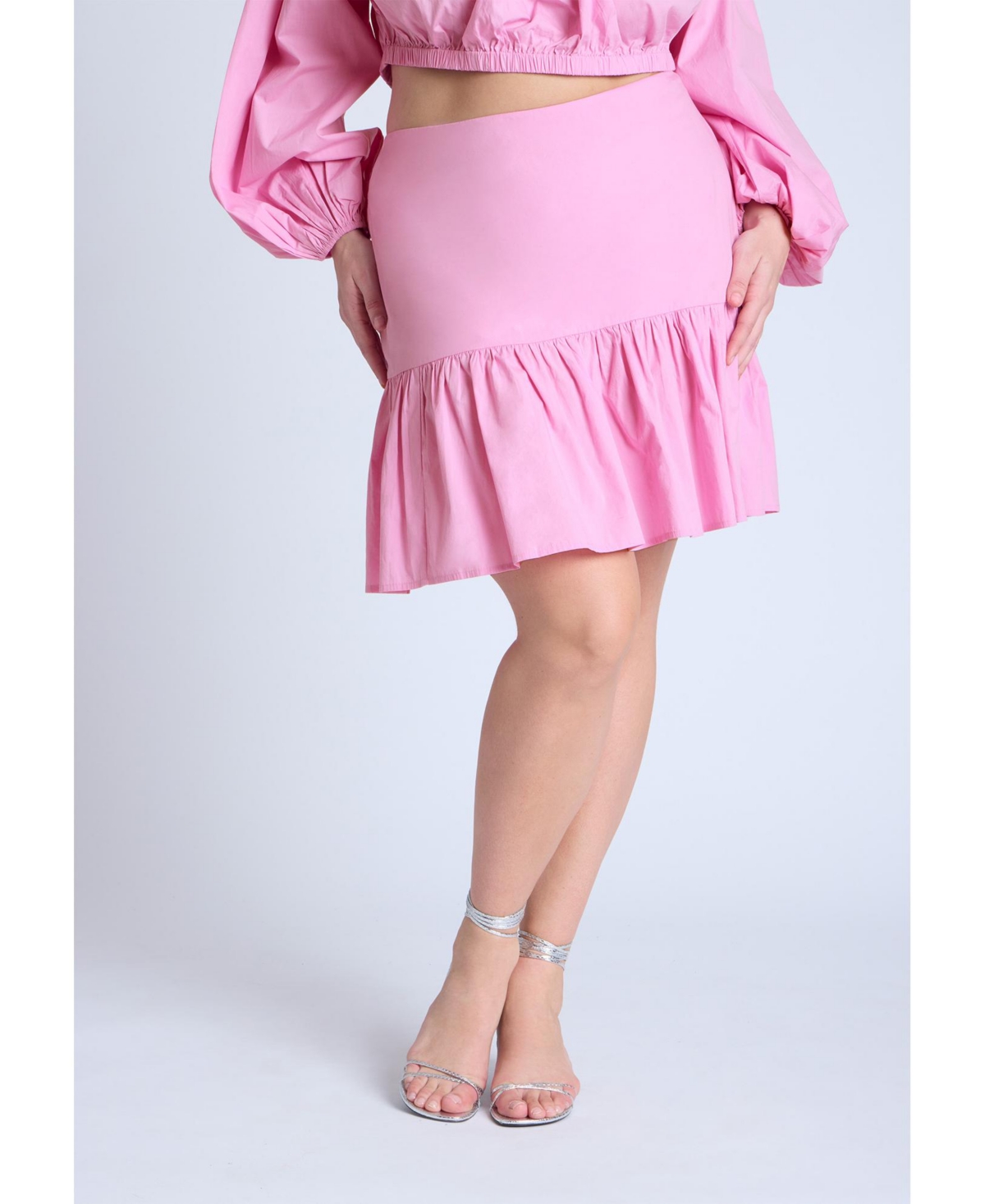 Plus Size Full Poplin Mini Skirt - Lilac chiffon