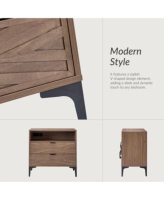 Auguste 2-Drawer Nightstand with Charging Port