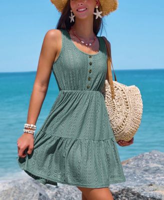 Женское воздушное пляжное платье CUPSHE с кружевным многоуровневым рисунком, сшитое крючком, пляжное платье-накидка CUPSHE