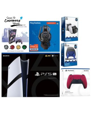 Playstation 5 Pro Bundle with Extra Midnight Black Controller, Plantronics Headset, Pro Gamer Kit, Dual Charge Dock and MightySkins Decal Voucher