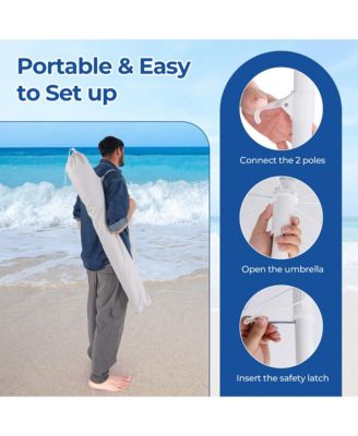 6.5 FT Beach Umbrella w/ Fringe Tassel Umbrella w/ Push Button Tilt Sand Anchor