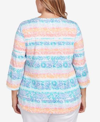 Ruby Rd. Топ большого размера с акварельным принтом в полоску