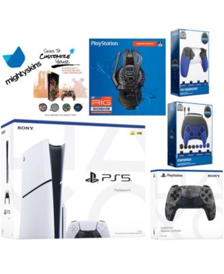 Playstation 5 Slim Disc Bundle with Extra Controller, Plantronics Headset, Pro Gamer Kit, Trigger Kit and MightySkins Decal Voucher