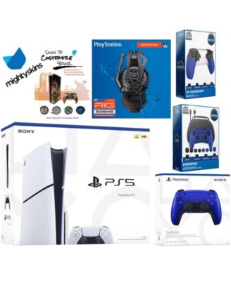 Playstation 5 Slim Disc Bundle with Extra Controller, Plantronics Headset, Pro Gamer Kit, Trigger Kit and MightySkins Decal Voucher
