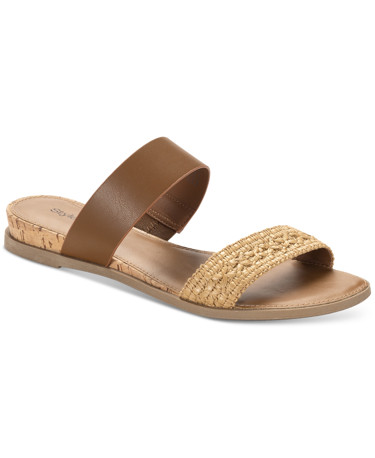 Women's Elliee Flat Woven Sandals, Exclusively at Macy's - Cognac Raf
