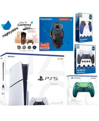 Playstation 5 Slim Disc Bundle with Extra Cosmic Red Controller, Plantronics Headset, Trigger Stop Kit, FPS Grip Kit and MightySkins Decal Vouche