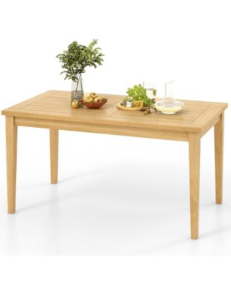 Balcony Coffee Table with Slatted Teak Top, Weather-Resistant Outdoor Design