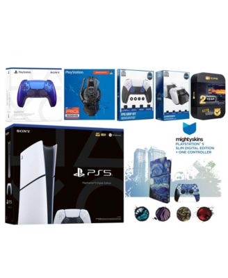 Playstation 5 Slim 1TB of Storage Digital with Extra Controller, Plantronics Headset, FPS Grip Kit, Charge Dock and MightySkins Decal Voucher