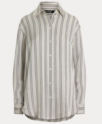 Women's Relaxed-Fit Striped Satin Shirt