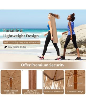 6.5 FT Thatched Tiki Umbrella w/ Foldable Stand Hawaiian Style Beach Umbrella
