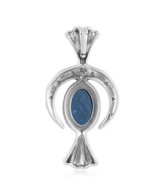 Sterling Silver Sodalite Fritz Casuse Squash Blossom Naja Crescent Moon Pendant Enhancer