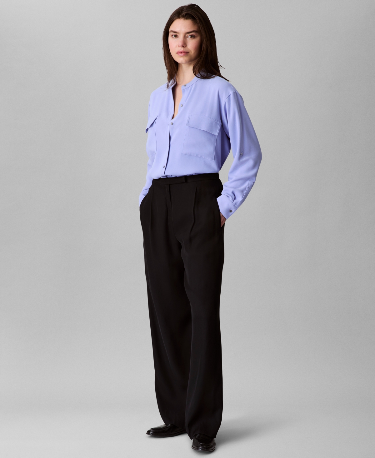 Calvin Klein Women's Crepe Relaxed Button-front Shirt
