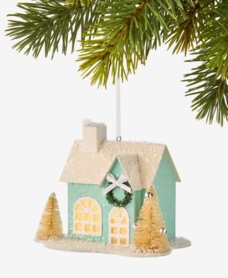 Holiday Lane - Pastel Shine Light-Up House Ornament