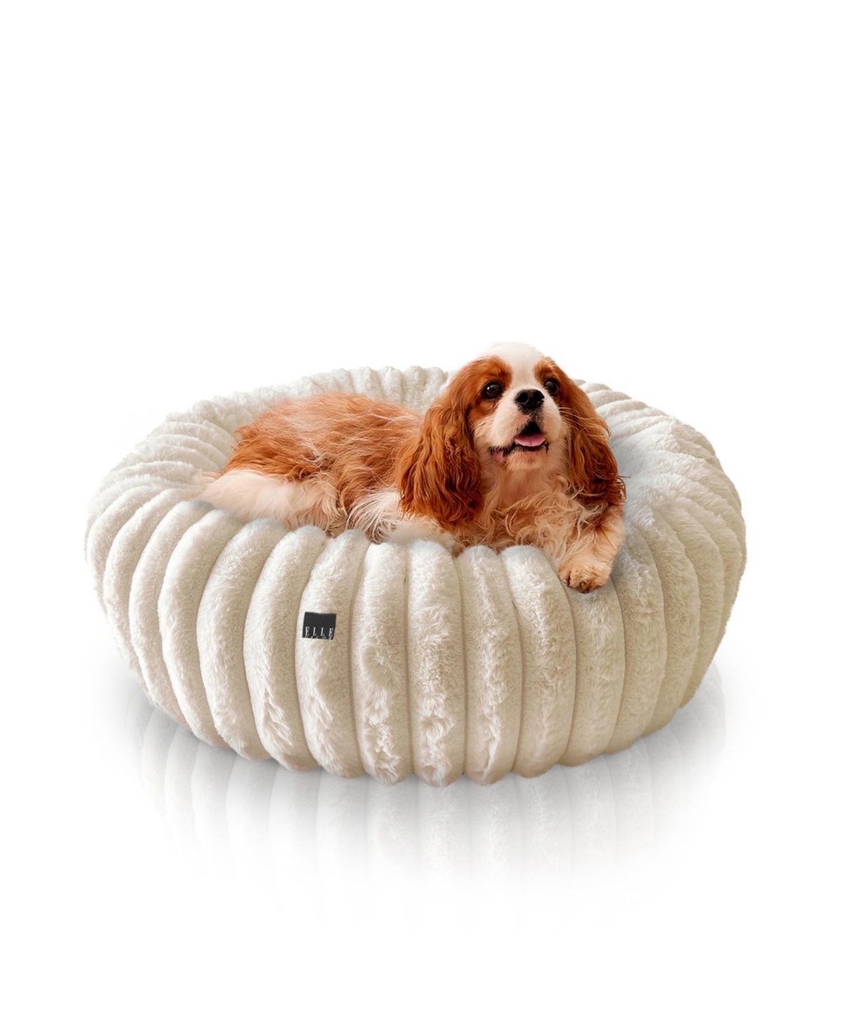 Round Wide Wale Pet Cuddler Bed, Anti-Skid Bottom, Bedding for Dogs and Cats - Ivory