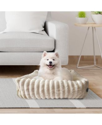 Square Plush Pet Cuddler Bed, Stylish and Comfortable Bedding for Dogs and Cats