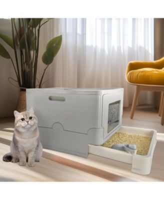 Front Entry Cat Litter Box with Scoop & Odor Control Tray