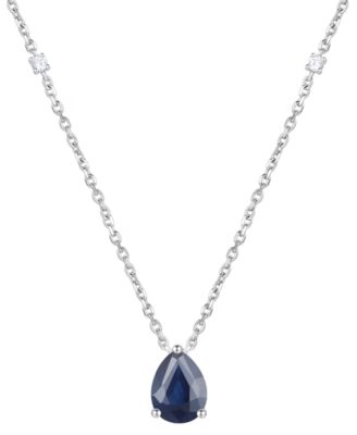 Emerald (1 ct. t.w.) & Diamond (1/20 ct. t.w.) 17" Pendant Necklace in 14k Gold (Also in Ruby and Sapphire)
