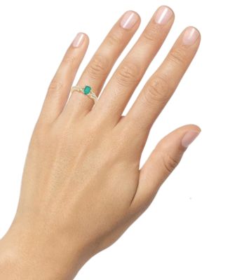 Emerald (5/8 ct. t.w.) & Diamond (1/4 ct. t.w.) Ring in 14k Gold (Also in Ruby & Sapphire)